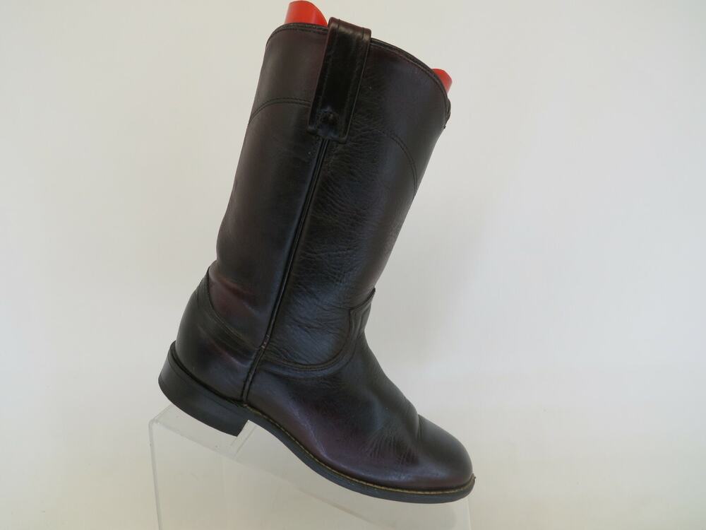 Acme Burgundy Leather Roper Cowboy Western Boots Womens Size 5.5 M